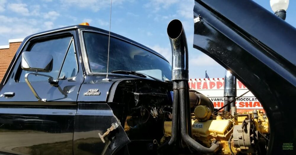 Classic Ford F-250 Gets Inspired Caterpillar Diesel Transplant