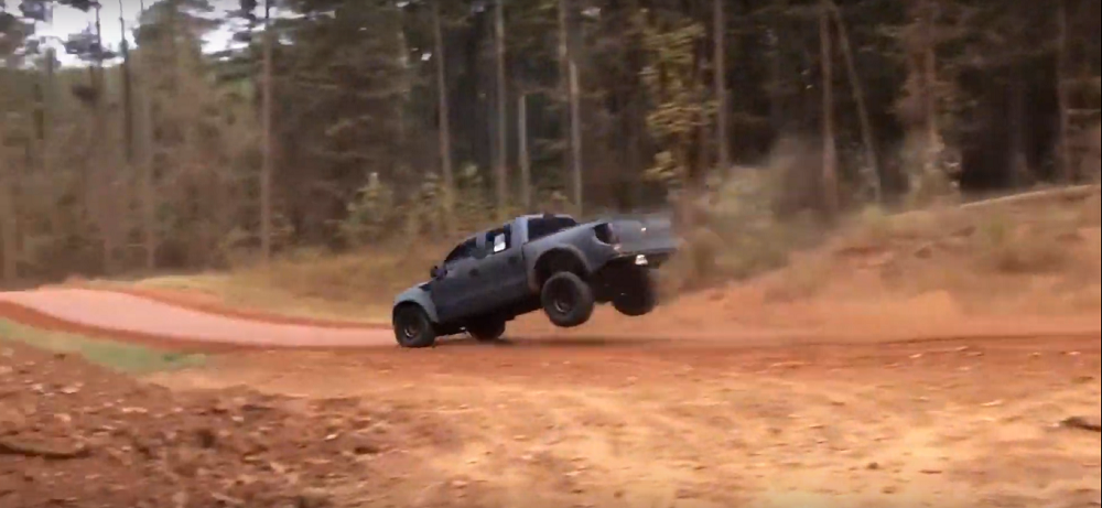 f150online.com First-Generation Raptor Does Two Back-to-Back Jumps