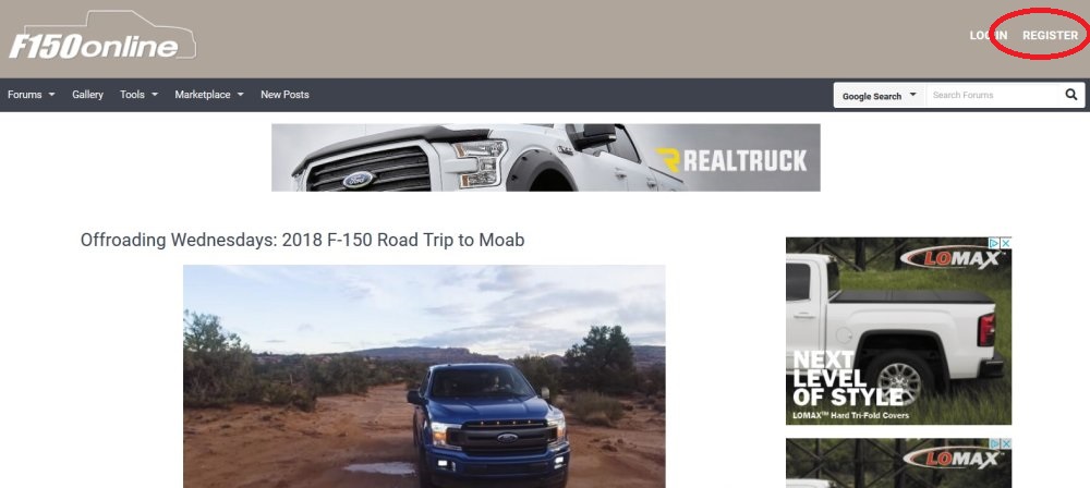 F150 Online Homepage