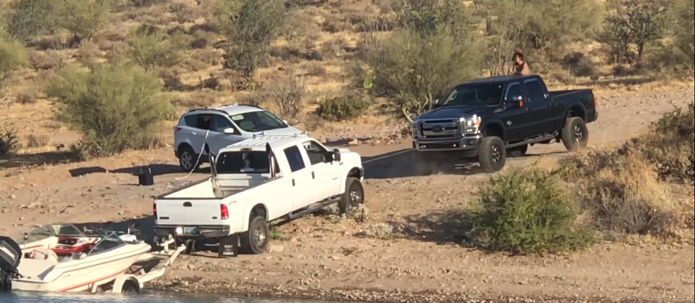 f150online.com Ford F-350 Rescues Stuck F-250...But Not Its Boat