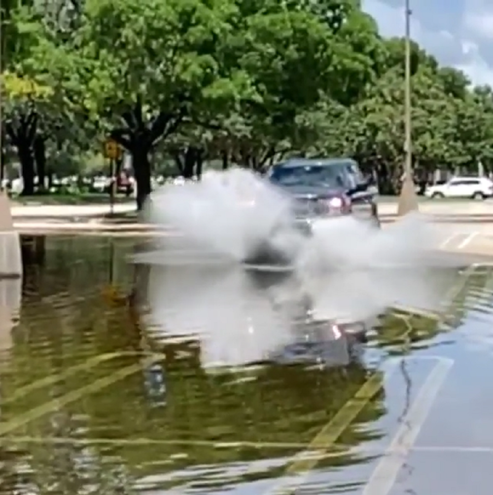 f150online.com Ford Driver Beats Boredom with Epic Splash Through Parking Lot